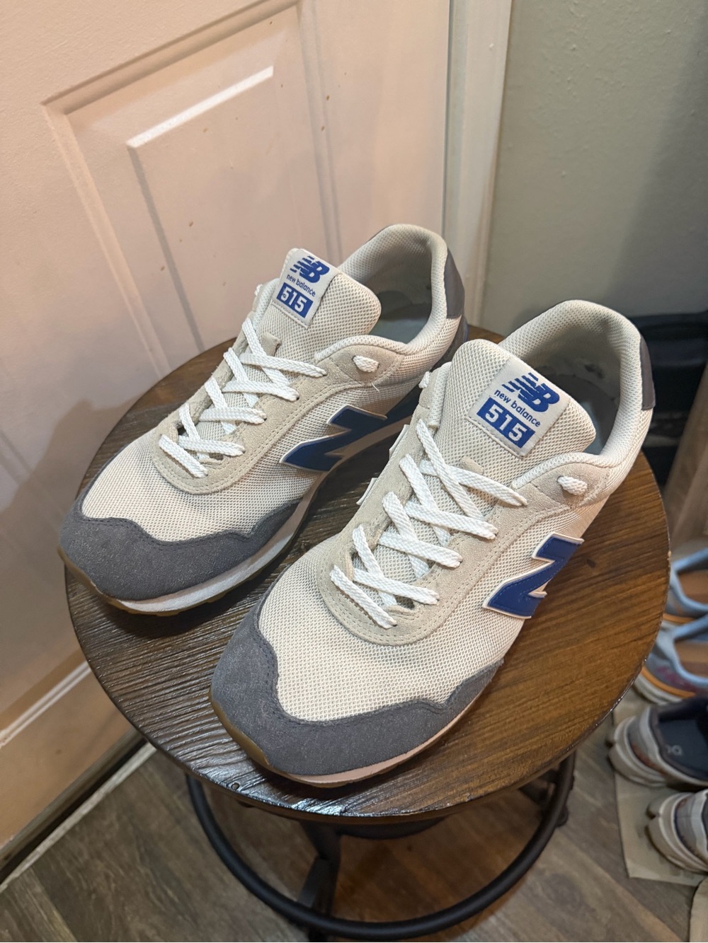 New Balance Men’s 515 Sneakers in Cream, Gray and Blue